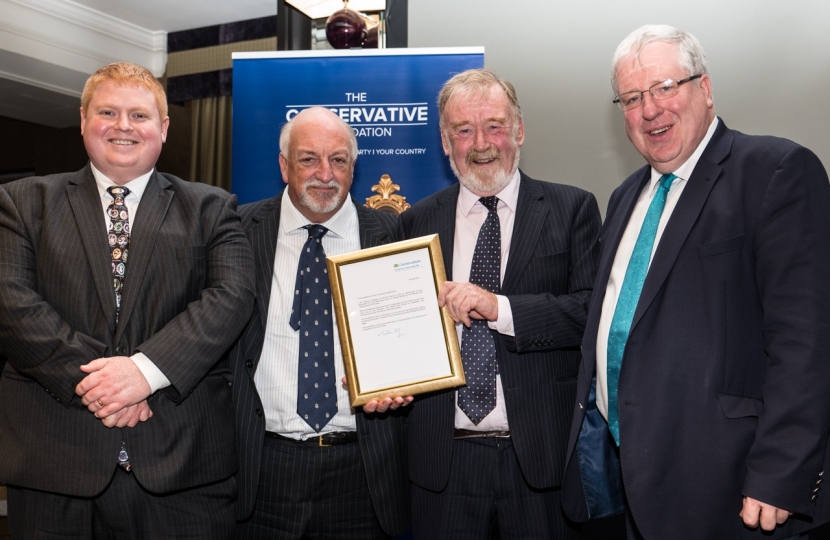 Local Agent Alex Hall, Worcestershire and Warwickshire Chairman Brian Tustain, Stratford Chairman Richard Hobbs and Party Chairman Patrick McLoughlin