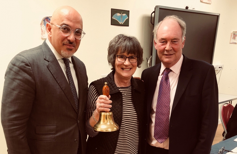 Val Hobbs from Bearley accepting the award for her branch from Nadhim Zahawi and Philip Seccombe